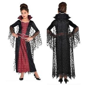 Vampire Wicked Queen Costume Child XL 14-16 BAT WING Sleeves Velvet Fancy Glam